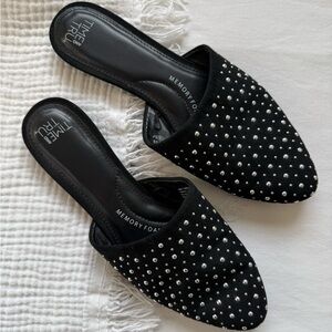 Time and Tru Black Studded Mule Slide Flats Size 7.5